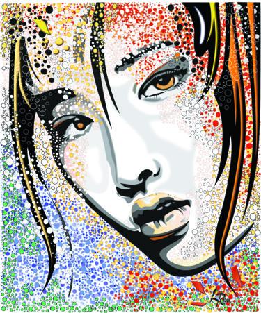 Arts numériques intitulée "Lucy in bubbles" par Livien Rózen, Œuvre d'art originale, Peinture numérique Monté sur Métal