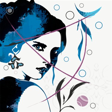 Digitale Kunst mit dem Titel "Blue snapshot 3/1" von Livien Rózen, Original-Kunstwerk, Digitale Malerei