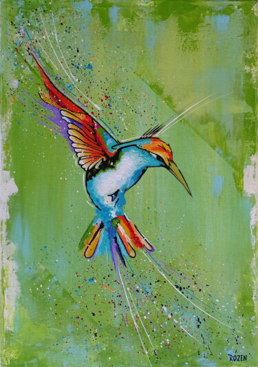 Peinture intitulée "Hummingbird - 1" par Livien Rózen, Œuvre d'art originale, Acrylique