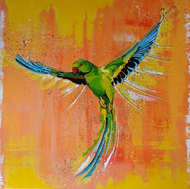 Peinture intitulée "Parrot" par Livien Rózen, Œuvre d'art originale, Acrylique