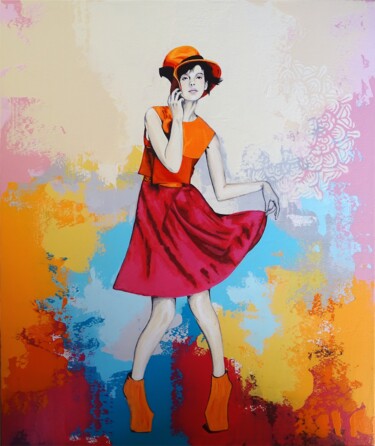Peinture intitulée "Colorful fashion - 1" par Livien Rózen, Œuvre d'art originale, Acrylique