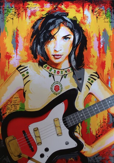 Painting titled "Rock and Roll" by Livien Rózen, Original Artwork, Acrylic Mounted on Wood Stretcher frame
