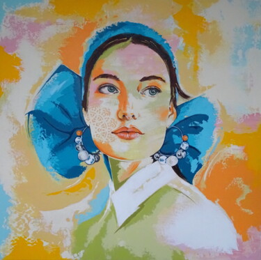 Peinture intitulée "Italian woman 1" par Livien Rózen, Œuvre d'art originale, Acrylique