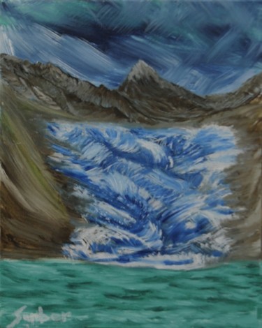 Painting titled "Glacier to Ocean" by Suzanne Surber, Original Artwork, Oil