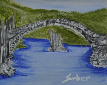 Painting titled "Bridge" by Suzanne Surber, Original Artwork, Oil