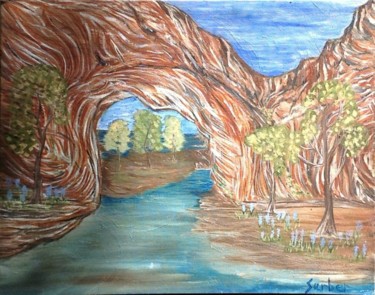 Painting titled "Through the Rock Wi…" by Suzanne Surber, Original Artwork, Oil