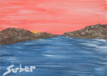 Painting titled "pink-sunset.jpg" by Suzanne Surber, Original Artwork