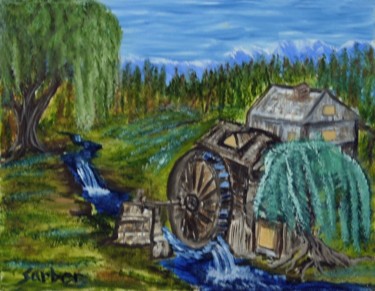 Painting titled "water-wheel.jpg" by Suzanne Surber, Original Artwork