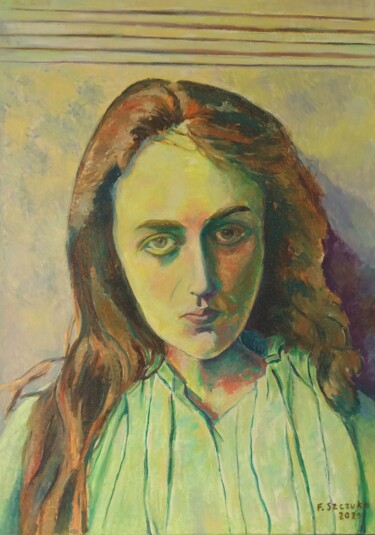 Painting titled "Portrait of Vanessa…" by Livius, Original Artwork, Oil Mounted on Wood Stretcher frame