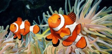 Pittura intitolato "pesci pagiaccio" da Si G.Livoti, Opera d'arte originale