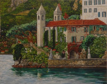 Pittura intitolato "villa sul lago di c…" da Si G.Livoti, Opera d'arte originale