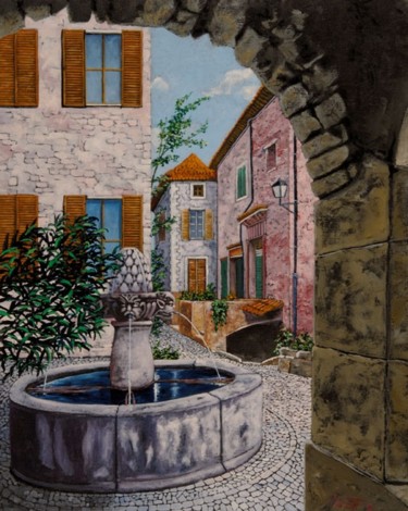 Painting titled "scorci su fontana" by Si G.Livoti, Original Artwork