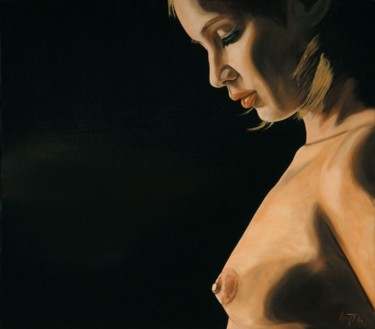 Pittura intitolato "profilo-di-donna" da Si G.Livoti, Opera d'arte originale