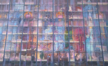 Peinture intitulée "City Mirror Las Veg…" par Lixian Cai, Œuvre d'art originale, Acrylique Monté sur Châssis en bois