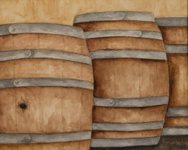 Painting titled "Barrel3" by Liz Dehn, Original Artwork, Watercolor