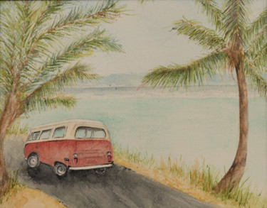 Painting titled "Mauiwowwee" by Liz Dehn, Original Artwork, Watercolor