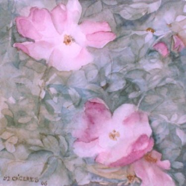 Pintura titulada "Rosa mosqueta" por Liz Cáceres, Obra de arte original, Oleo