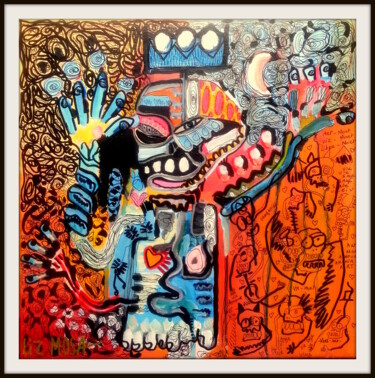 Ζωγραφική με τίτλο "Basquiat-Mosa" από Liz Mosa, Αυθεντικά έργα τέχνης, Ακρυλικό