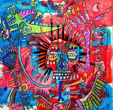 Painting titled "Hommage à Basquiat" by Liz Mosa, Original Artwork, Acrylic