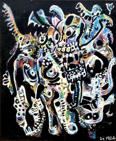 Peinture intitulée "Dance-fleurs" par Liz Mosa, Œuvre d'art originale, Acrylique