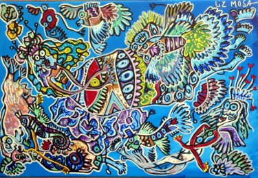 Peinture intitulée "La Fée des eaux" par Liz Mosa, Œuvre d'art originale, Acrylique