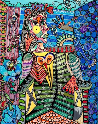 Картина под названием "Dora Maar à la plag…" - Liz Mosa, Подлинное произведение искусства, Акрил Установлен на Деревянная ра…