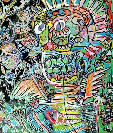Peinture intitulée "Basquiat et les Dée…" par Liz Mosa, Œuvre d'art originale, Acrylique Monté sur Châssis en bois
