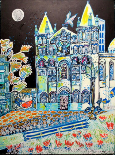 Painting titled "Saint Pierre sous l…" by Liz Mosa, Original Artwork, Acrylic Mounted on Wood Stretcher frame