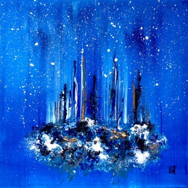 Painting titled "PLUIE DE NEIGE" by Liza Correia, Original Artwork, Acrylic Mounted on Wood Stretcher frame