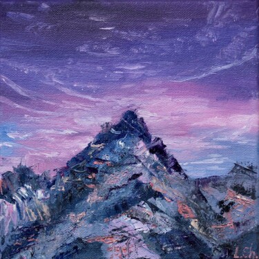 Painting titled "Night mountains" by Liza Illichmann, Original Artwork, Oil