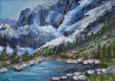 Painting titled "Mountain landscape" by Liza Illichmann, Original Artwork, Oil