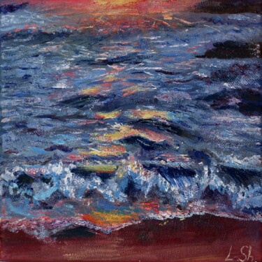 Malerei mit dem Titel "Sunset by the sea" von Liza Illichmann, Original-Kunstwerk, Öl