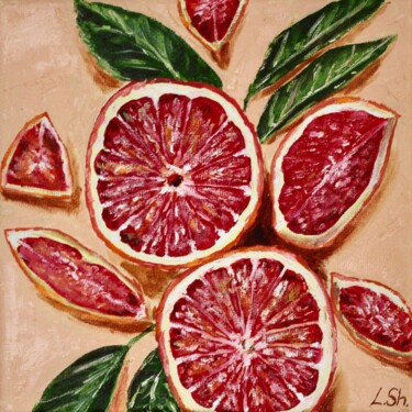 Painting titled "Grapefruit" by Liza Illichmann, Original Artwork, Oil Mounted on Wood Stretcher frame