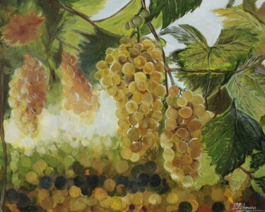 Painting titled "Wineyards" by Liza Illichmann, Original Artwork, Oil Mounted on Wood Panel