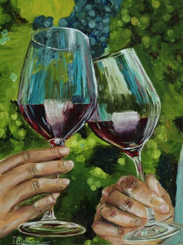 Painting titled "Red wine" by Liza Illichmann, Original Artwork, Oil Mounted on Wood Panel