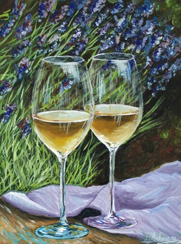 Painting titled "Wine again" by Liza Illichmann, Original Artwork, Oil Mounted on Wood Panel