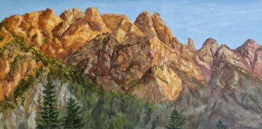Peinture intitulée "Sunset in Alps" par Liza Illichmann, Œuvre d'art originale, Huile Monté sur Châssis en bois