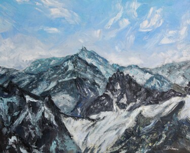 Painting titled "The Alps from the T…" by Liza Illichmann, Original Artwork, Oil Mounted on Wood Stretcher frame