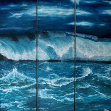Malarstwo zatytułowany „Storm” autorstwa Liza Illichmann, Oryginalna praca, Olej Zamontowany na Drewniana rama noszy