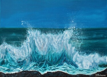 Painting titled "Tidal surge" by Liza Illichmann, Original Artwork, Oil Mounted on Wood Stretcher frame