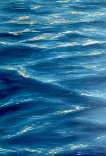 Schilderij getiteld "Blue water" door Liza Illichmann, Origineel Kunstwerk, Olie