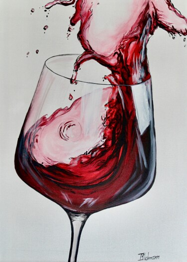 Painting titled "Just one sip" by Liza Illichmann, Original Artwork, Acrylic Mounted on Wood Stretcher frame