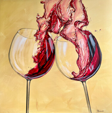 Schilderij getiteld "Wine hour" door Liza Illichmann, Origineel Kunstwerk, Acryl Gemonteerd op Frame voor houten brancard