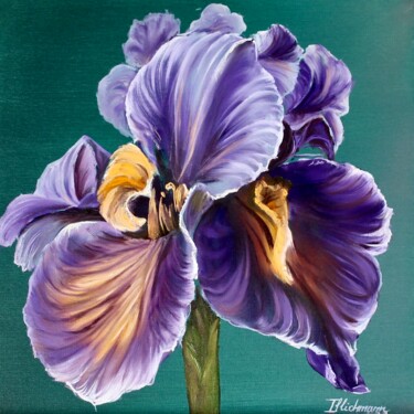 Painting titled "Iris" by Liza Illichmann, Original Artwork, Oil Mounted on Cardboard