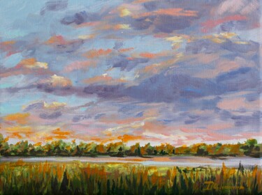Painting titled "Lakeview Serenity" by Liza Illichmann, Original Artwork, Oil Mounted on Wood Stretcher frame