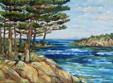 Painting titled "Whispering Shores" by Liza Illichmann, Original Artwork, Oil Mounted on Wood Stretcher frame