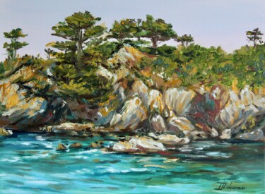 Painting titled "Coastal Harmony" by Liza Illichmann, Original Artwork, Oil Mounted on Wood Stretcher frame