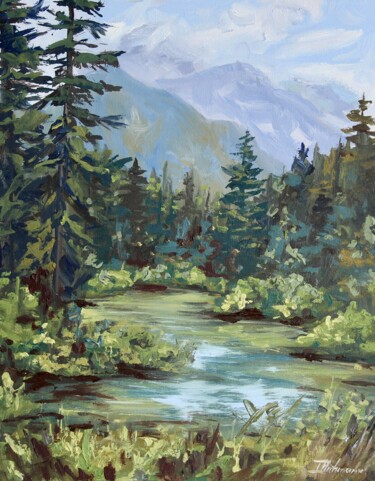 Painting titled ""Reflections of Nat…" by Liza Illichmann, Original Artwork, Oil Mounted on Cardboard