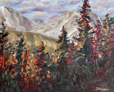 Painting titled "Warmth of Autumn" by Liza Illichmann, Original Artwork, Oil Mounted on Cardboard