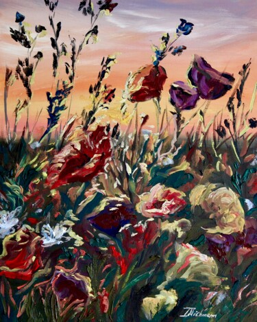 Pintura titulada "Quiet Summer Valley" por Liza Illichmann, Obra de arte original, Oleo Montado en Cartulina